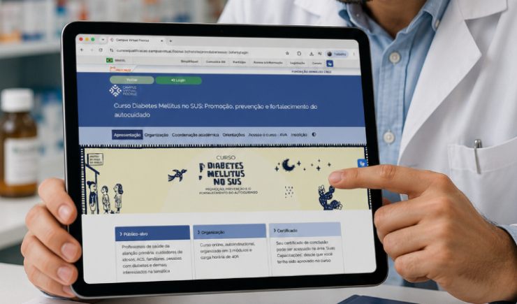 Curso gratuito capacita profissionais e pacientes para prevenir complicações do diabetes no SUS